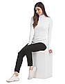 U.S. Polo Assn. Women White Turtleneck Rib Knit Top