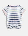 Tommy Hilfiger Girls White Horizontal Striped T-Shirt