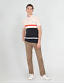 U.S. Polo Assn. Denim Co. Men Beige Pique Colour Block Polo Shirt