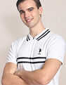U.S. Polo Assn. Striped Collar Zipper Polo Shirt