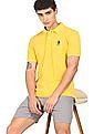 U.S. Polo Assn. Men Yellow Cotton Printed Polo Shirt