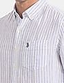U.S. Polo Assn. Vertical Stripe Button Down Collar Linen Casual Shirt