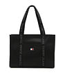 Tommy Hilfiger Solid Black Pu Tote Bag