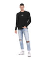 Calvin Klein Men Black Crew Neck Solid Long Sleeve Sweater