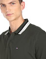 Arrow Sports Striped Collar Pique Cotton Solid Polo Shirt