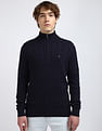 Tommy Hilfiger Classic Cotton Cable Zip Mock Neck Sweatshirt