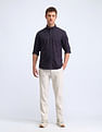 Flying Machine Slim Fit Solid Cotton Shirt
