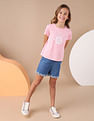 U.S. Polo Assn. Kids Girls Foil Print Relaxed Fit T-Shirt