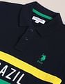 U.S. Polo Assn. Brazil Flag Embroidered Pique Polo Shirt