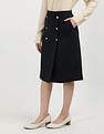 Tommy Hilfiger Gold Button Twill Midi Skirt