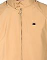 Tommy Hilfiger Men Khaki Stand Collar Solid Bomber Jacket