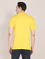 U.S. Polo Assn. Men Yellow Colour Block Cotton Polo Shirt