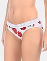 Calvin Klein Underwear Women White And Red Allover Floral Print Stretch Bikini Briefs