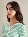 U.S. Polo Assn. Women Horizontal Stripe Ribbed T-Shirt