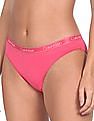 Calvin Klein Underwear Women Pink Logo Waistband Solid Bikini Panties