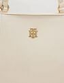 Tommy Hilfiger Striped Beige Pu Tote Bag