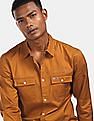 Tommy Hilfiger Men Mustard Slim Fit Solid Casual Shirt