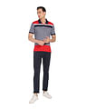 AD by Arvind Cotton Horizontal Stripe Polo Shirt