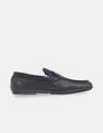 Calvin Klein Men Black Monogram Leather Loafers