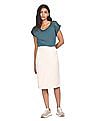 Aeropostale Women Teal Round Neck Crochet Insert Top