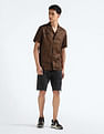 Flying Machine Cuban Collar Printed Holiday Shirt